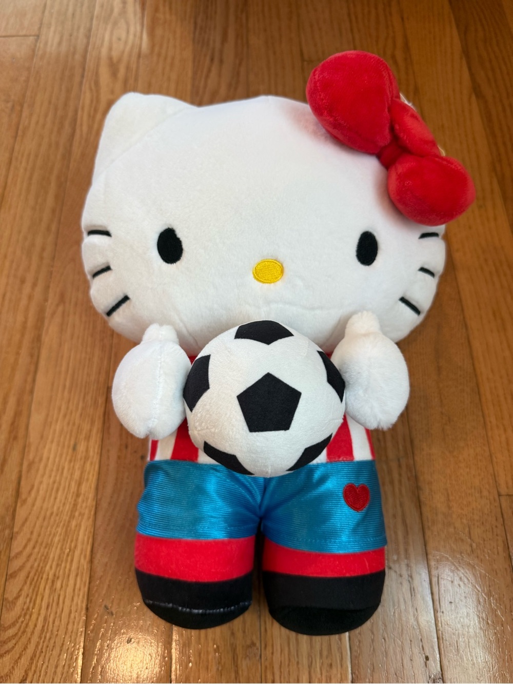 Large Fiesta Hello Kitty 13" Playing Soccer Ball Plush in Soccer Game Outfit NWT
